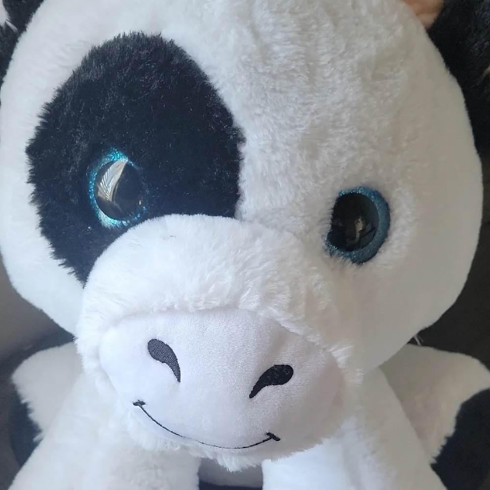 Toy Factory Adorable Black and White Cow,glitter Eyes Plush Toy